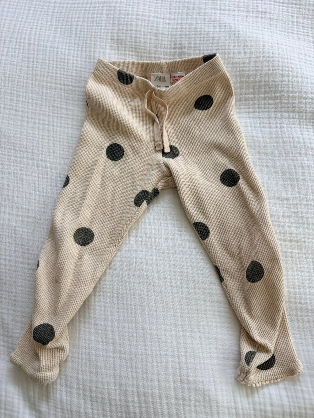 ZARA Polka Dot Ribbed Leggings, Size 3-4 T